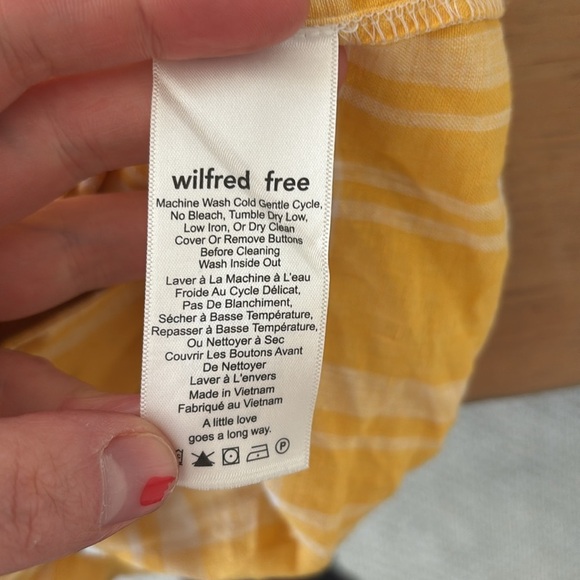 Wilfred Free Yellow Plaid Tie Front Collared Linen Shirt - Picture 7 of 8